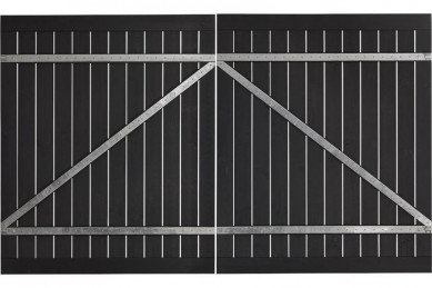 Plus Danmark dubbele poort vuren | Port rechte poorten zwart (300 x 180 cm) ruw incl. beslag