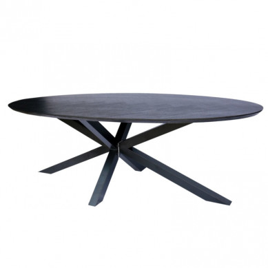 I-Catchers Eettafelblad ovaal eiken fineer zwart - 240 x 120 x 4 cm
