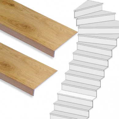 Stepwood Traprenovatie set - 1 kwart draai - 14 treden SPC toplaag Licht eiken