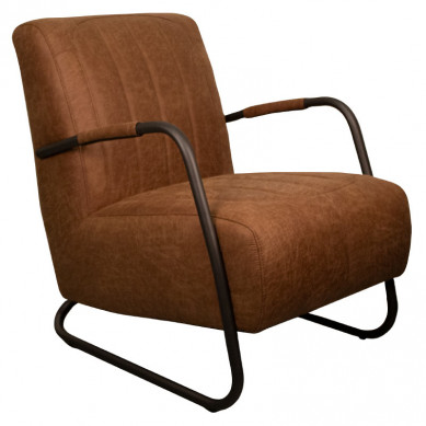 HomingXL Industriële fauteuil Juno | lederlook Missouri cognac 03 | 78 cm breed