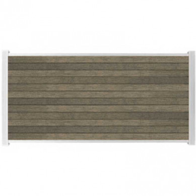 C-Wood Zelfbouw schutting composiet Rhombus Double grijs - wit alu accessoires (180 x 90 cm)