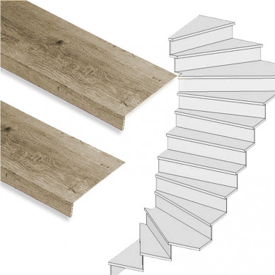 Stepwood Traprenovatie set - 2 kwart draai - 15 treden SPC toplaag Rustiek eiken