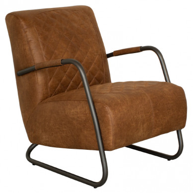 HomingXL Industriële fauteuil Voyager | leer Colorado cognac 03 | 78 cm breed