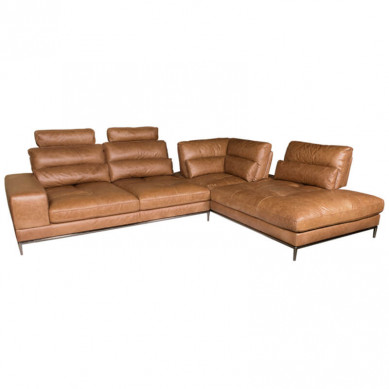Kuka hoekbank Titan chaise longue rechts | leer cognac | 3,45 x 2,80 mtr breed