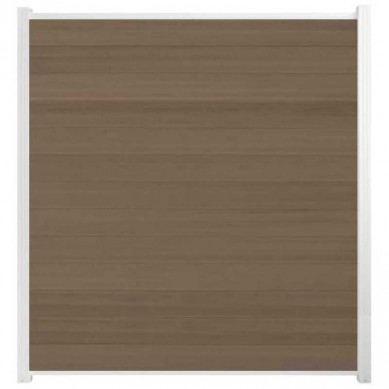 C-Wood Schutting composiet co-extrusie Garda vergrijsd bruin met wit alu kader (180 x 200 cm)