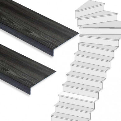 Stepwood Traprenovatie set - 1 kwart draai - 13 treden SPC toplaag Antraciet