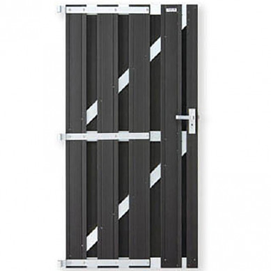 C-Wood tuindeur composiet Stijl antraciet met blank aluminium frame incl. hang en sluitwerk (100 x 180 cm)