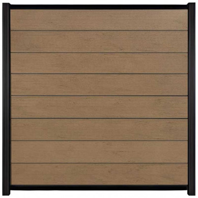 C-Wood Zelfbouw schutting composiet Modular bruin gevlamd - zwart alu accessoires (180 x 180 cm)