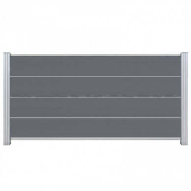 C-Wood Zelfbouw schutting composiet Modular Rock grey met blank alu accessoires (180 x 97 cm)