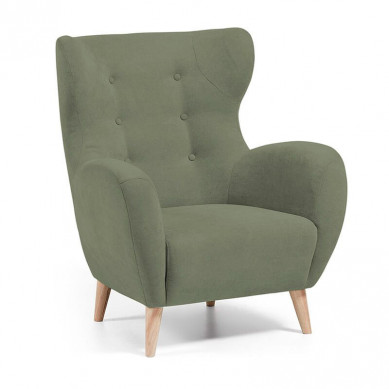La Forma fauteuil Passo | olijfgroen gestoffeerd met houten poten