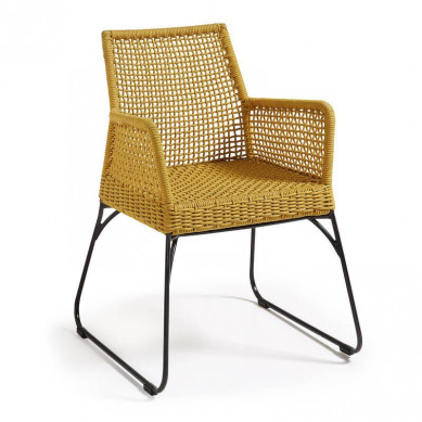 La Forma stoel Novak | donkergrijs gepoedercoat staal met gevlochten polyester touw geel