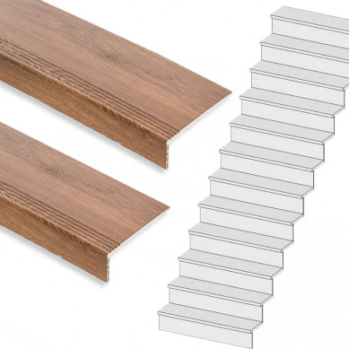 Stepwood Traprenovatie set - rechte trap - 16 treden SPC toplaag Bruin eiken