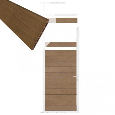 C-Wood Tuindeur aluminium wit frame Mix & Match - composiet bruin gevlamd (90 x 200 cm)