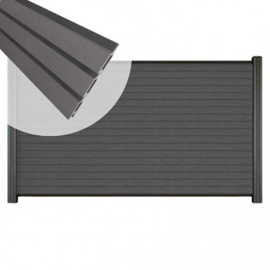 C-Wood Zelfbouw schutting composiet Rhombus Triple rock-grey - antraciet alu accessoires (180 x 90 cm)