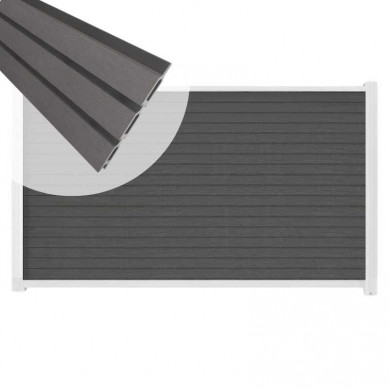 C-Wood Zelfbouw schutting composiet Rhombus Triple rock-grey - wit alu accessoires (180 x 90 cm)