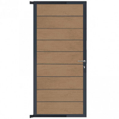 C-Wood Tuindeur aluminium antraciet frame Modular - composiet teak (90 x 200 cm)