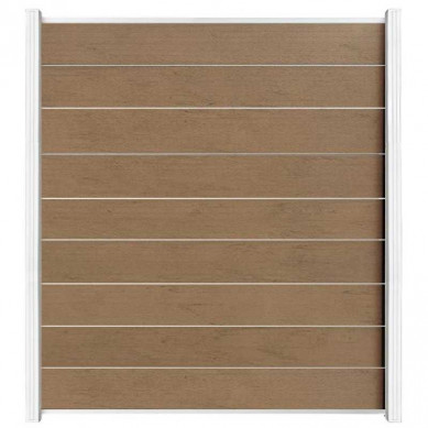 C-Wood Zelfbouw schutting composiet Modular bruin gevlamd - wit alu accessoires (180 x 200 cm)