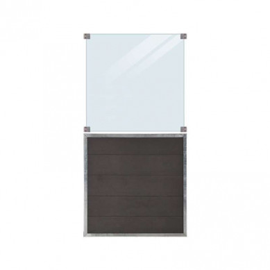 Plus Danmark Schutting composiet & helder glas in stalen frame - Futura recht antraciet (90 x 180 cm)
