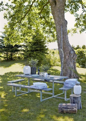 Plus Danmark picknickset vuren geimpregneerd | Basic 4 banken grijsbruin 160 x 260 x 73 cm