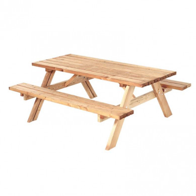 Plus Danmark Picknicktafel Thermowood - Opklapbare zitting - 155 x 177 x 71 cm