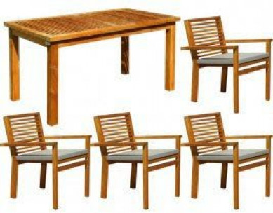 Elephant set tafel Fuerte + 4 stoelen hardhout almendrillo bruin ge-olied