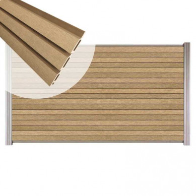 C-Wood Zelfbouw schutting composiet Rhombus Triple teak - blank alu accessoires (180 x 90 cm)