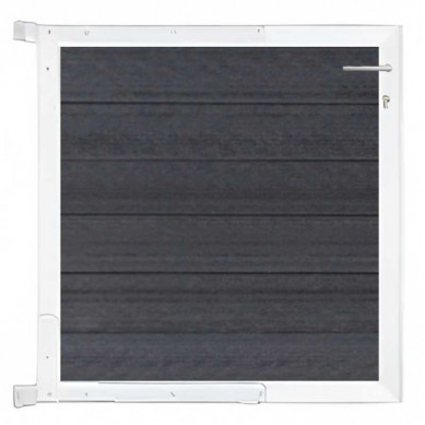 C-Wood Tuinpoort composiet Garda antraciet met wit alu kader (90 x 90cm)