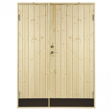 Plus Danmark Dubbele dichte deur incl. kozijn - Rechtsdraaiend - Onbehandeld - 127,8 x 187,8 cm