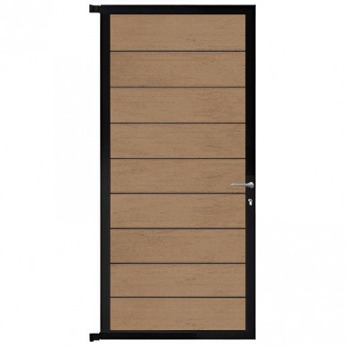 C-Wood Tuindeur aluminium zwart frame Modular - composiet teak (90 x 200 cm)