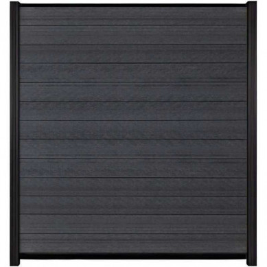 C-Wood Schutting composiet co-extrusie Garda antraciet met zwart aluminium kader (180 x 200 cm)