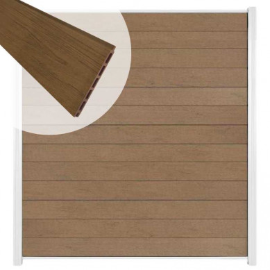 C-Wood Zelfbouw schutting composiet Mix & Match bruinvlam - wit alu accessoires (180 x 200 cm)