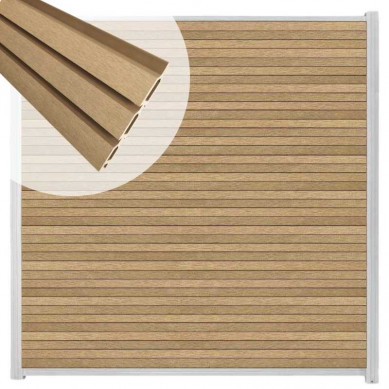 C-Wood Zelfbouw schutting composiet Rhombus Triple teak - blank alu accessoires (180 x 200 cm)