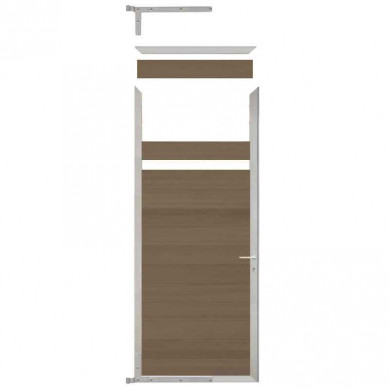 C-Wood Tuindeur composiet Garda vergrijsd bruin met blank alu kader (90 x 200 cm)
