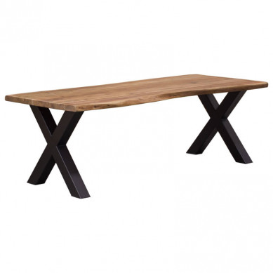 HomingXL Boomstamtafel massief Acacia | X-poot zwart gepoedercoat staal | 280 x 100 cm | Bladdikte 5 cm