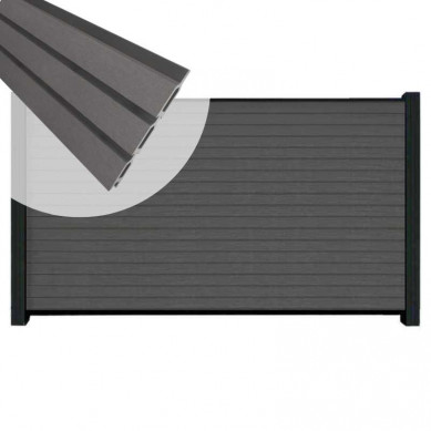 C-Wood Zelfbouw schutting composiet Rhombus Triple rock-grey - zwart alu accessoires (180 x 90 cm)