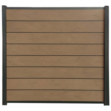 C-Wood Zelfbouw schutting composiet Modular bruin gevlamd - antraciet alu accessoires (180 x 180 cm)