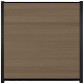 C-Wood Schutting composiet co-extrusie Garda vergrijsd bruin met zwart aluminium kader (180 x 180 cm)