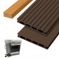 C-Wood Vlonderplank totaalpakket composiet 2,1 x 14 cm donker bruin (3 mtr) grove ribbel en vlak