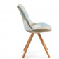 La Forma stoel Lars | patchwork blauw/grijs/beige stof met houten poten