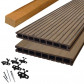 DuoWood Vlonder totaalpakket composiet 2,5 x 25 cm - XWB Bicolor Douala (5 mtr) vlak en grove ribbel