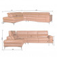 Kuka hoekbank Lupine chaise longue links | leer oranje M5659 | 2,25 x 2,90 mtr breed