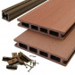 C-Wood vlonder totaalpakket composiet 2,5 x 15 cm roodbruin (4 mtr) vlak en fijne ribbel.