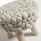 La Forma poef Slenna | wit gebreide zitting 100% wol met houten poten (40 x 40 cm)