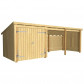 Plus Danmark Multi tuinhuis dubbele deur/open 14 m2 onbehandeld 218 x 635 x 220 cm - Type A
