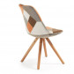 La Forma stoel Lars | patchwork oranje/bruin/wit/grijze stof met houten poten