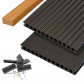 C-Wood Vlonder totaalpakket composiet semi massief 2,5 x 25 cm | XXL antraciet (4 mtr) grove ribbel en geborsteld