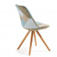 La Forma stoel Lars | patchwork blauw/grijs/beige stof met houten poten