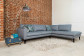 HomingXL hoekbank Aster chaise longue rechts | stof Side blauwgrijs 142 | 2,62 x 2,22 mtr breed