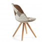 La Forma stoel Lars | patchwork bruin/wit/beige stof met houten poten