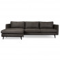 Loungebank Odissi chaise longue links - leer Kentucky antraciet 01 - 1,60 x 2,58 mtr breed